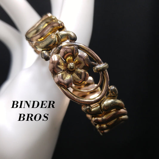 Binder Brothers Expansion Bracelet, Floral Openwork, 1920s Vintage Jewelry