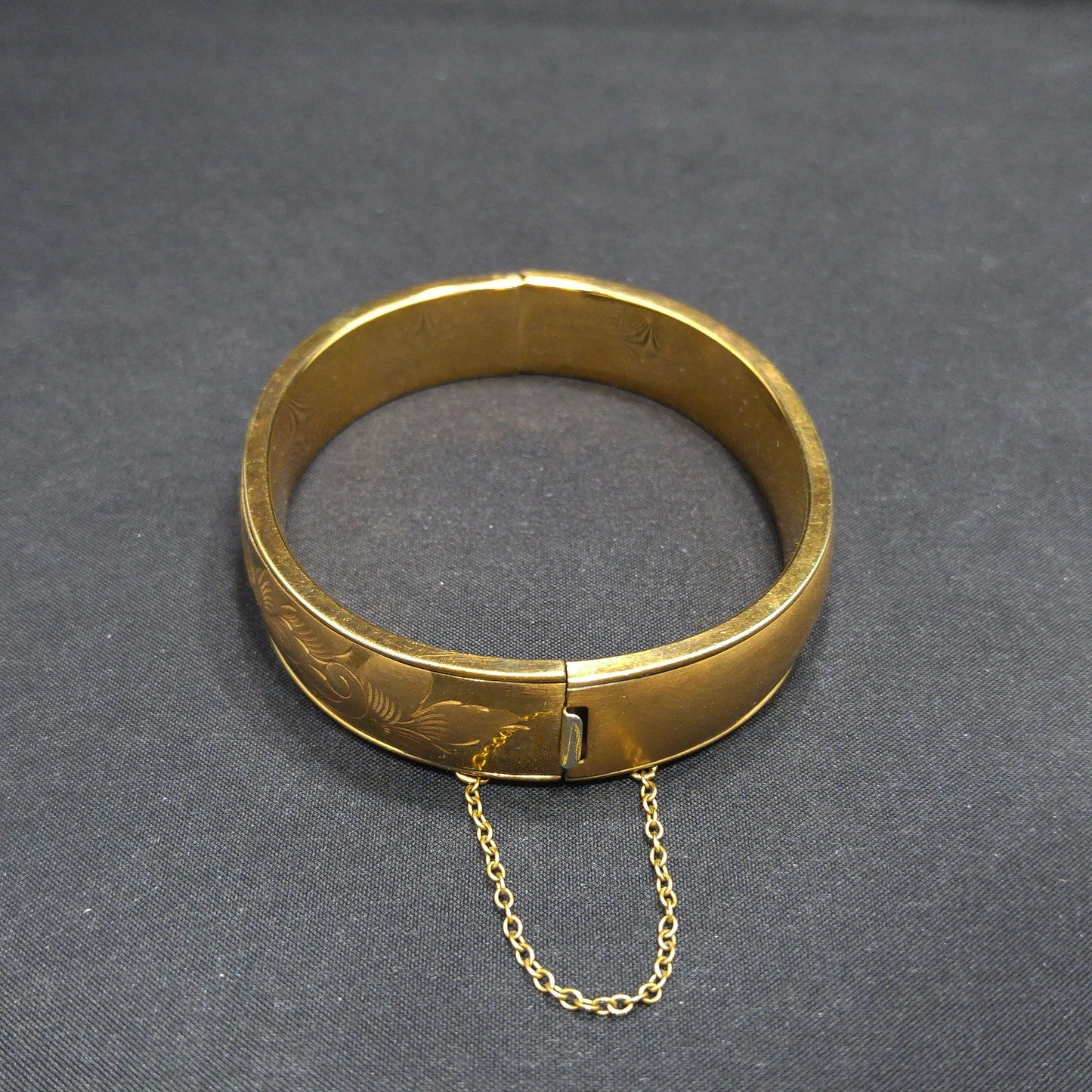 Victorian 12 KT Gold Filled Bracelet, Safety Chain, Floral Embossed, 1930s Vintage Jewelry