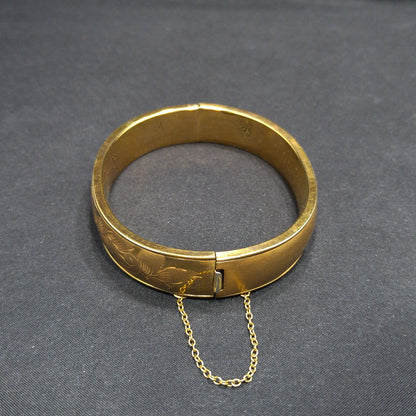 Victorian 12 KT Gold Filled Bracelet, Safety Chain, Floral Embossed, 1930s Vintage Jewelry