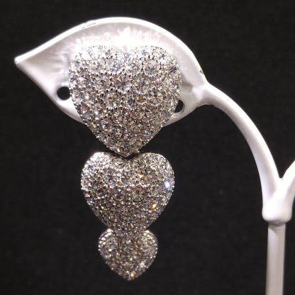 Nolan Miller Rhinestone Heart Drop Earrings, Glamour Collection, Vintage 1990s Clip-On Jewelry