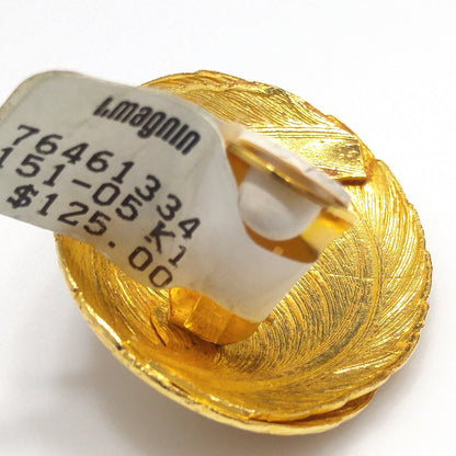 Vintage Dominique Aurientis Paris Large Clip Earrings, Gold Plated, Vintage New With Tags