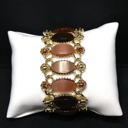 Pakula Topaz Lucite Moonglow Necklace Bracelet Earrings Set, 1950s Vintage Jewelry