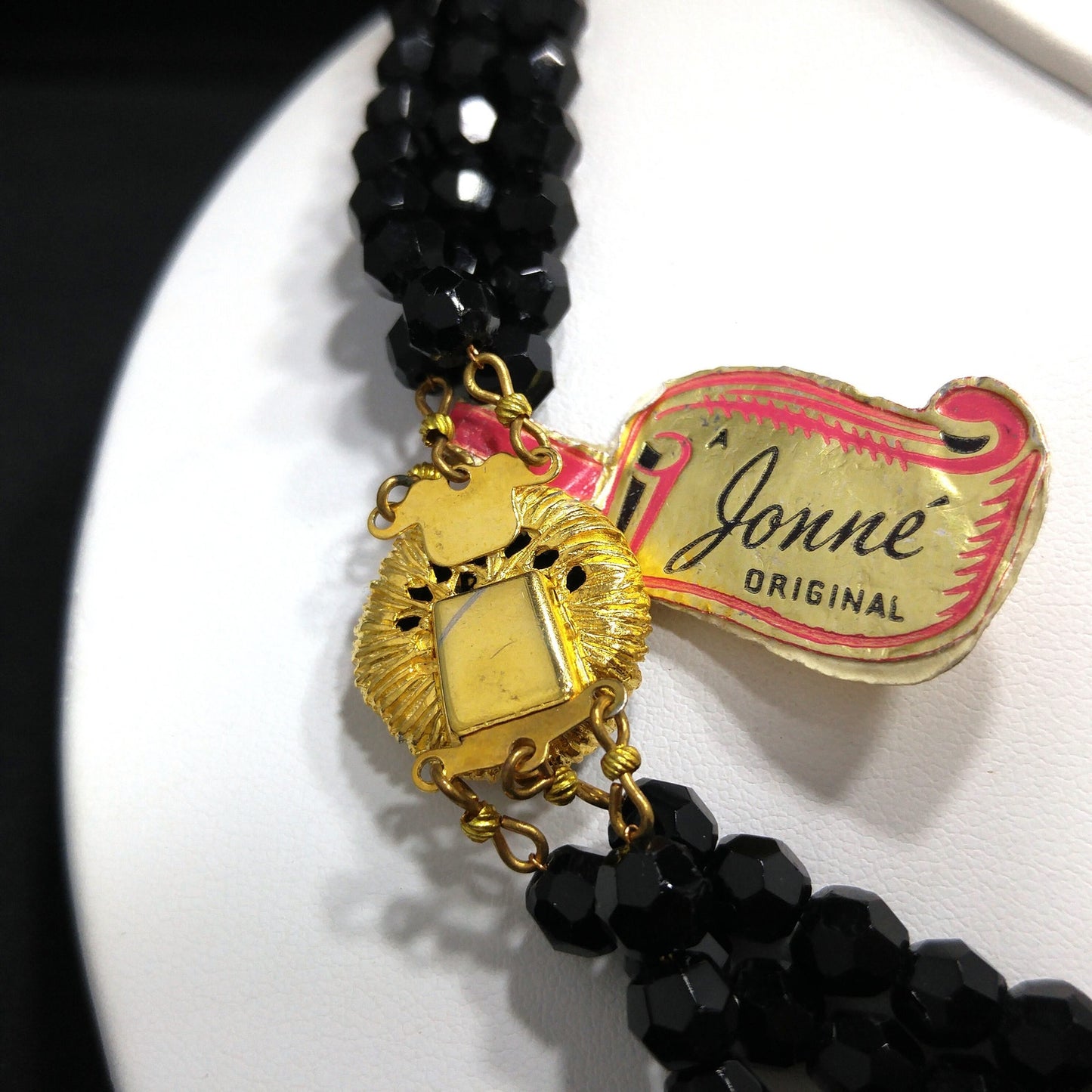 Vintage Jonne’ Original Black Crystal 3-Strand Necklace House of Schrager NOS