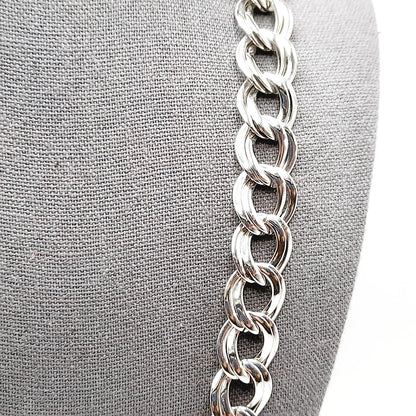 Vintage Monet Rhodium Plated Chunky Silver Tone Chain Necklace, 26 Inches