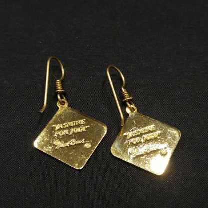 Vintage Laurel Burch "Jasmine For Jodi" Earrings, Pink Flower Gold Plated, 1980s