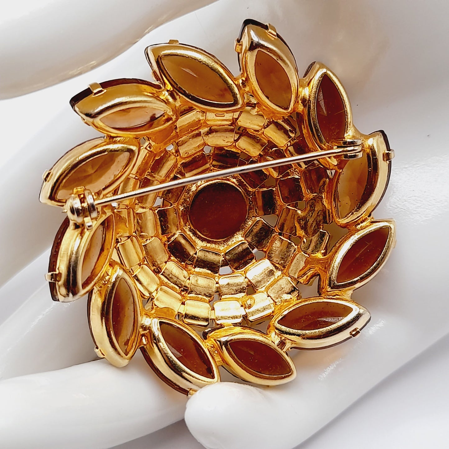 Vintage 1960s Domed Topaz Rhinestone Brooch - Juliana Style - 2 Inches