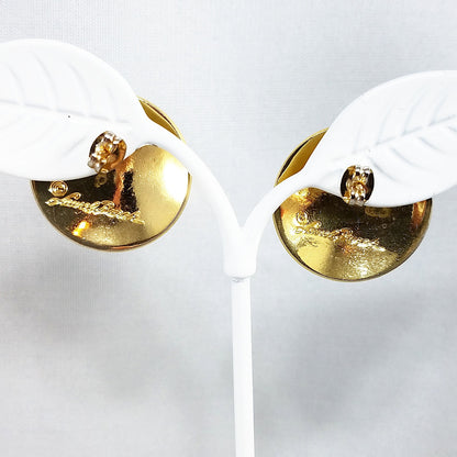 Vintage Laurel Burch Bird of Paradise Post Earrings Gold Cloisonne Enamel
