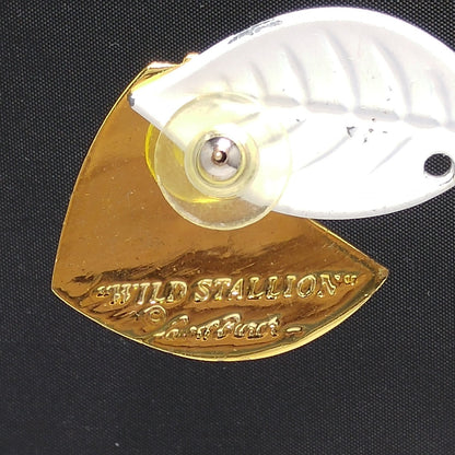Laurel Burch "Wild Stallion" Post Earrings, Gold Plated Black Teal Enamel, 1980s Vintage Jewelry