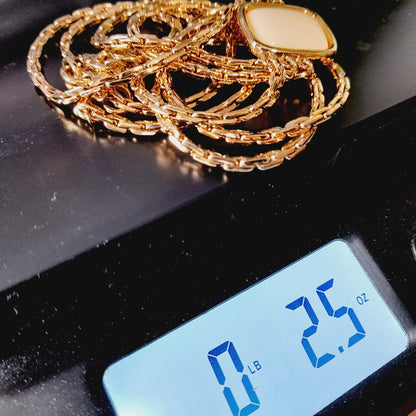 Vintage Monet Cream Cabochon Necklace Gold Plated 18 Inch Signed Pendant