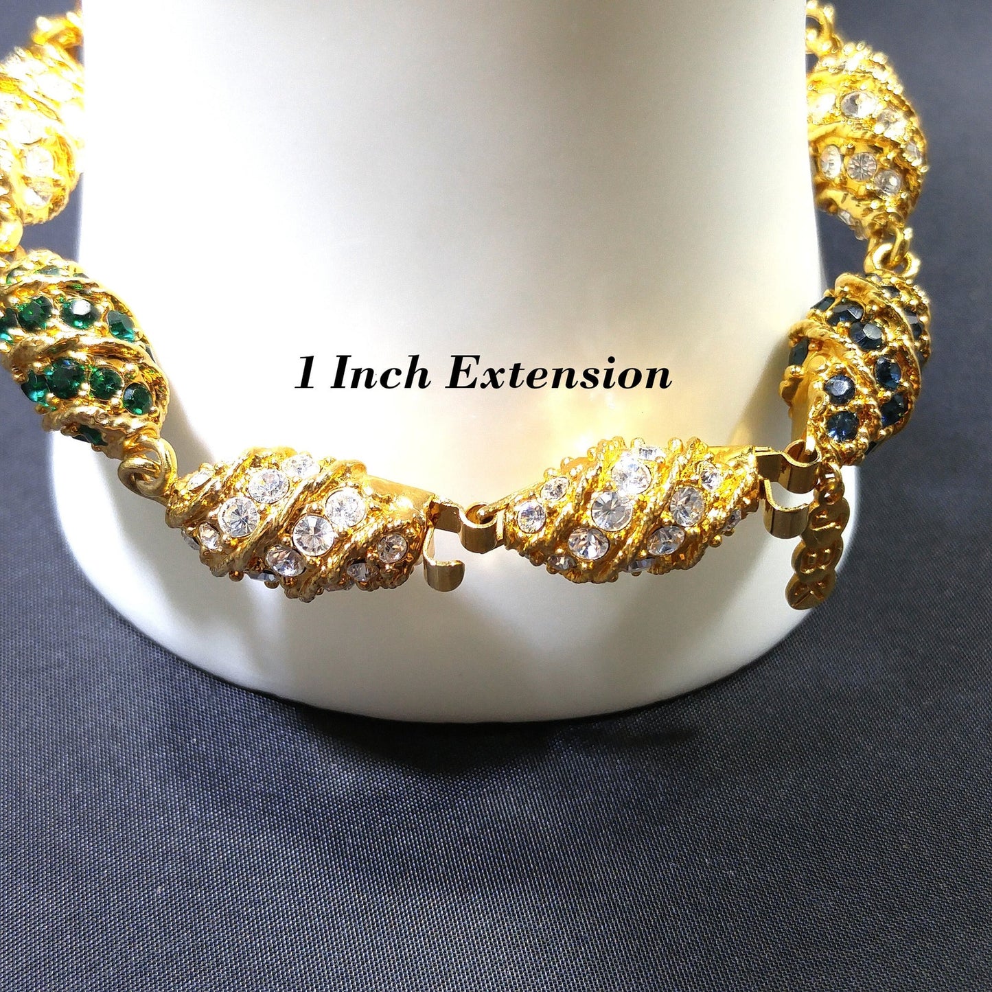 JBK Jackie Kennedy Royal Egg Bracelet Rhinestones Gold Plated Link 1960s Replica
