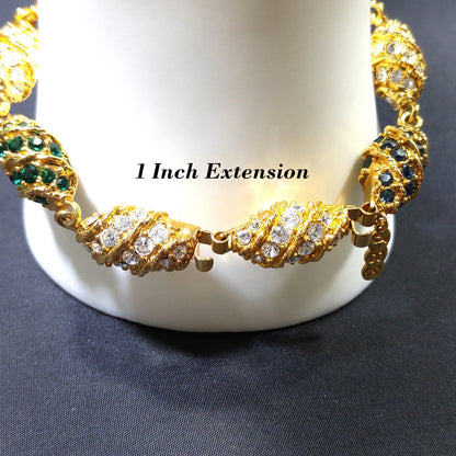 JBK Jackie Kennedy Royal Egg Bracelet Rhinestones Gold Plated Link 1960s Replica