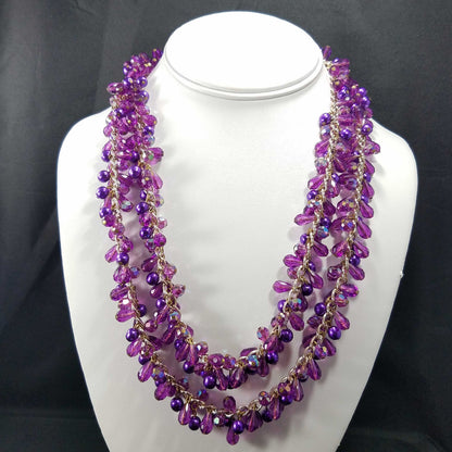 Western Germany Purple Gold Beaded Necklace, 1960s Vintage Jewelry