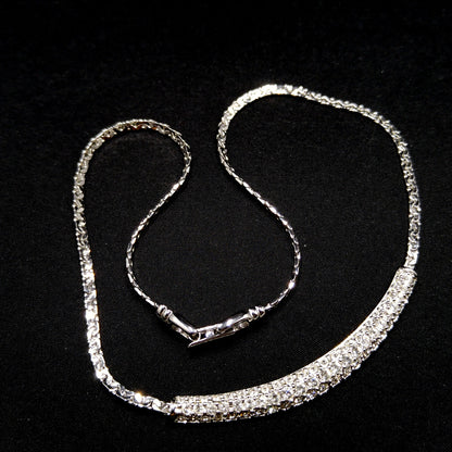 Vintage Swarovski Necklace – Rhodium Plated Pavé Clear Rhinestones, 1990s