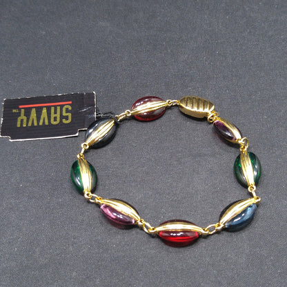 Swarovski Bracelet Multicolored Crystals, Gold Plated, Swan Logo
