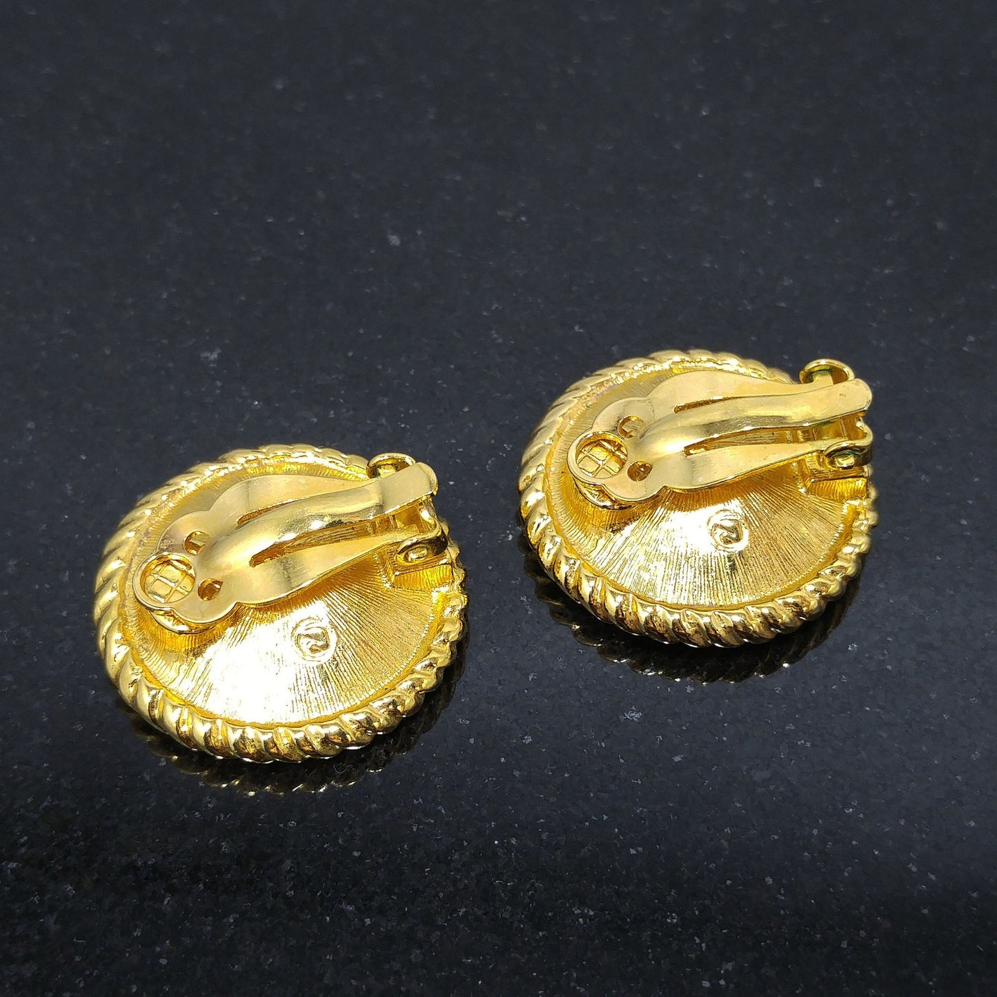 Vintage Swarovski Red Crystal Clip Earrings Gold Plated Rope Frame 1990s