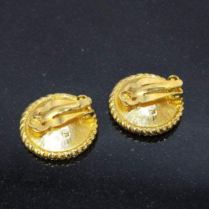 Vintage Swarovski Red Crystal Clip Earrings Gold Plated Rope Frame 1990s