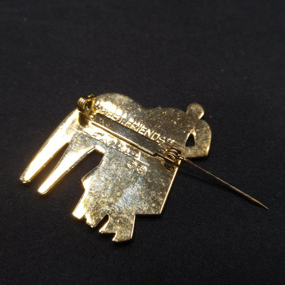 Laurel Burch Vintage "Best Friends" Brooch, Gold Plated Cloisonne Enamel, 1980s Vintage Jewelry