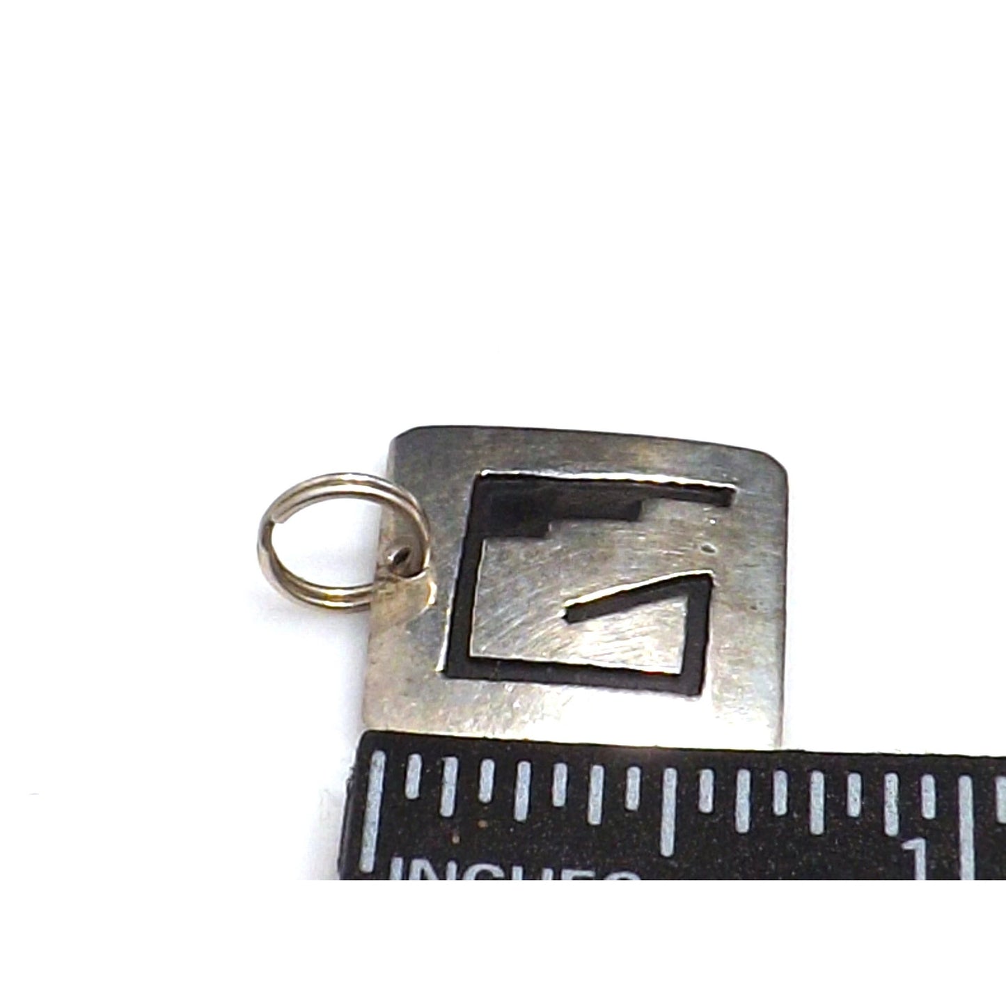 Navajo T. Billy Sterling Silver Pendant, Black Enamel, 1970s Vintage Jewelry