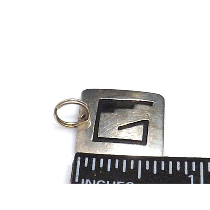 Navajo T. Billy Sterling Silver Pendant, Black Enamel, 1970s Vintage Jewelry