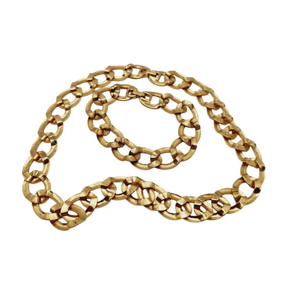 Vintage MONET Gold Plated Chain Necklace & Bracelet Set – Bold Links