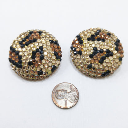 Vintage Richard Kerr 1980s Statement Earrings – Swarovski Crystal Animal Print