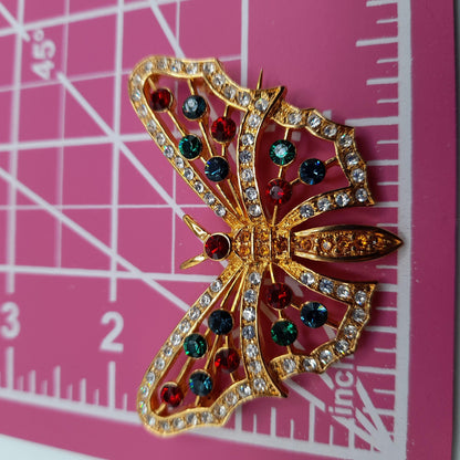 Eisenberg Ice Rhinestone Butterfly Brooch, 1980s Vintage Jewelry