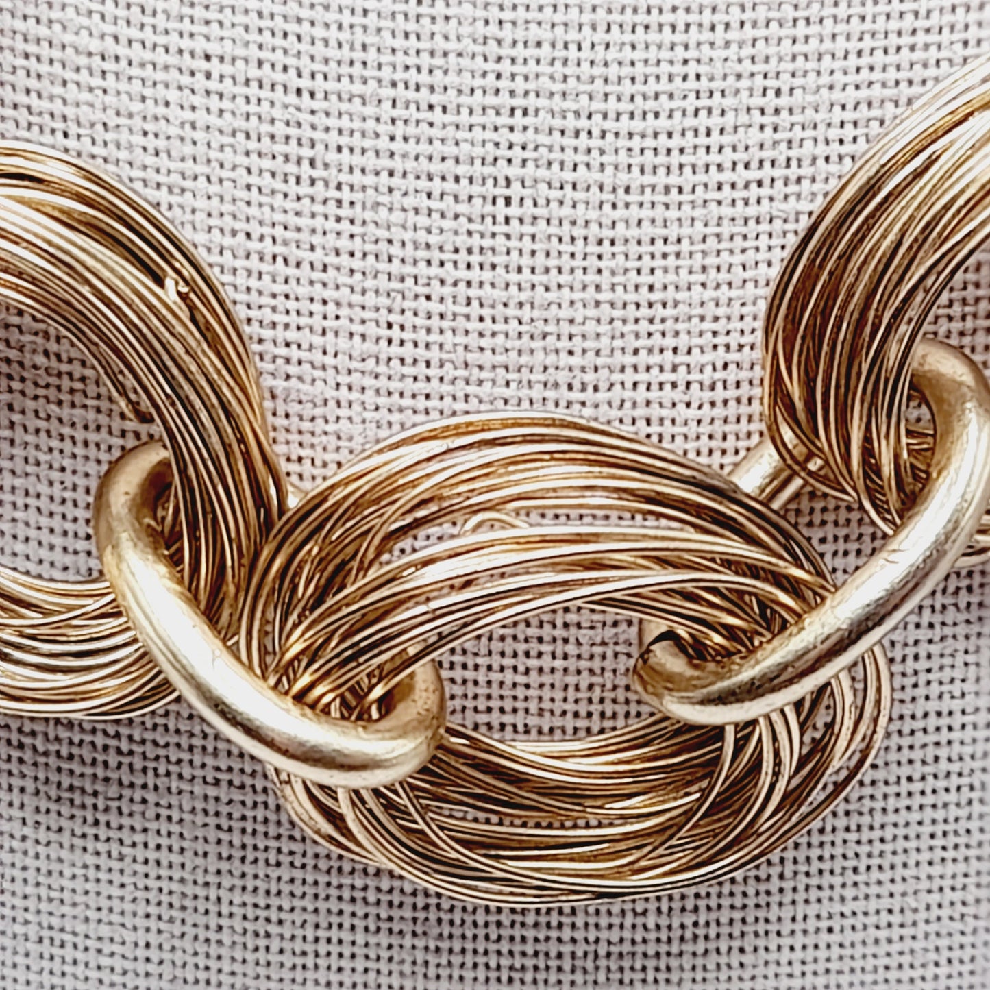 Vintage SIGRID OLSEN Wire Wrapped 19 Inch Wide Gold Tone Necklace