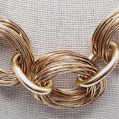 Vintage SIGRID OLSEN Wire Wrapped 19 Inch Wide Gold Tone Necklace