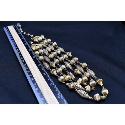 Vendome Gold Tone Crystal Beaded Necklace, 3 Strands, 1950s Vintage