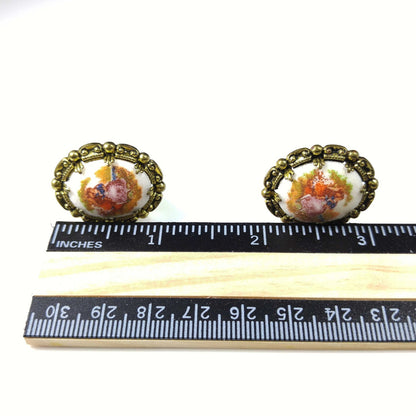 West Germany Loving Embrace Clip Earrings, Sand Glass, 1950s Vintage Jewelry