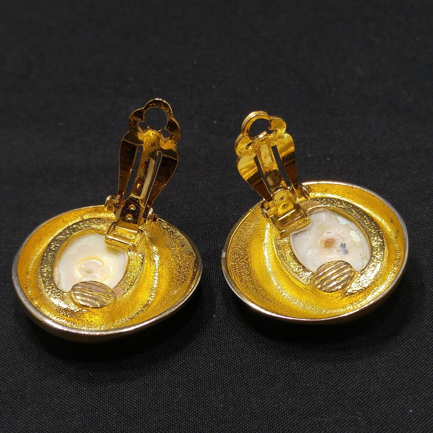 Vintage Givenchy Clip-On Earrings – Opalescent Faux Pearls, Gold Plated, 1980s