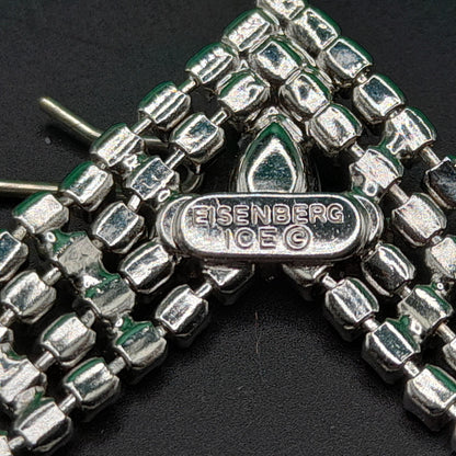 Eisenberg Ice Clear Rhinestone Necklace, Mid-Century Rhodium Plated, 1960s Vintage Jewelry