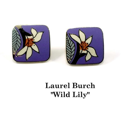 Laurel Burch "Wild Lily" Clip Earrings, Gold Plated, 1980s Vintage Earrings