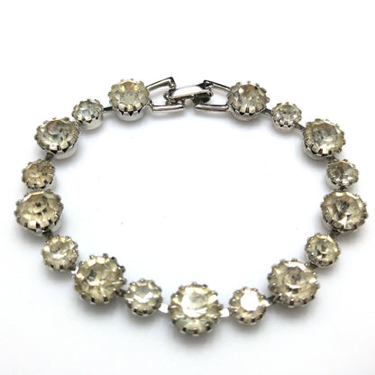 Vintage Weiss Wedding Bridal Bracelet, Clear Rhinestones, Rhodium Plate, 1950s