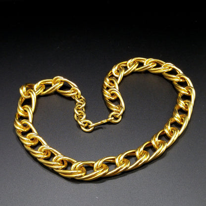 Monet Double Loop Chain Necklace, Gold Plated, 1980s Vintage Jewelry