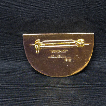 Laurel Burch "Sunface" Brooch, Snake Eyes, Gold Plated, 1980s Vintage Jewelry