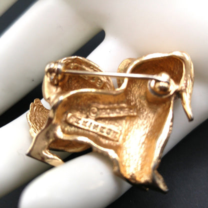 Eisenberg Pekinese Dog Brooch, Gold Plated, 1950s Vintage Jewelry