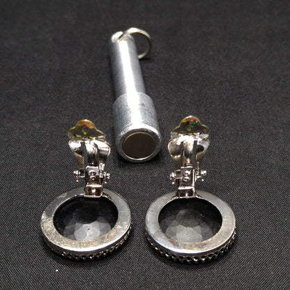 Vintage Whiting & Davis Cameo Clip Earrings, Reverse Intaglio, Silver Tone