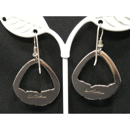Laurel Burch Palm Leaf Dangle Earrings, Rhodium Plated, 1980s Vintage Jewelry