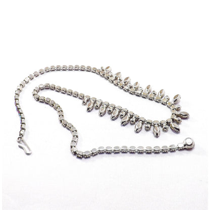 Vintage B. DAVID Pink Red AB Rhinestone Choker Necklace, 1960s, Rhodium Plated