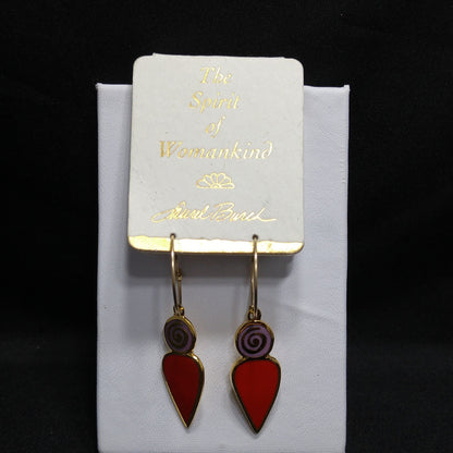 Laurel Burch "Femina" 1993 Earrings, Gold Over Sterling, 1990s Vintage Jewelry