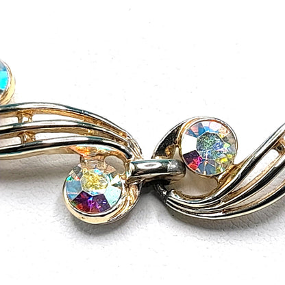 Vintage Aurora Borealis Choker Necklace, Unsigned Schrager, 1950s Vintage Jewelry