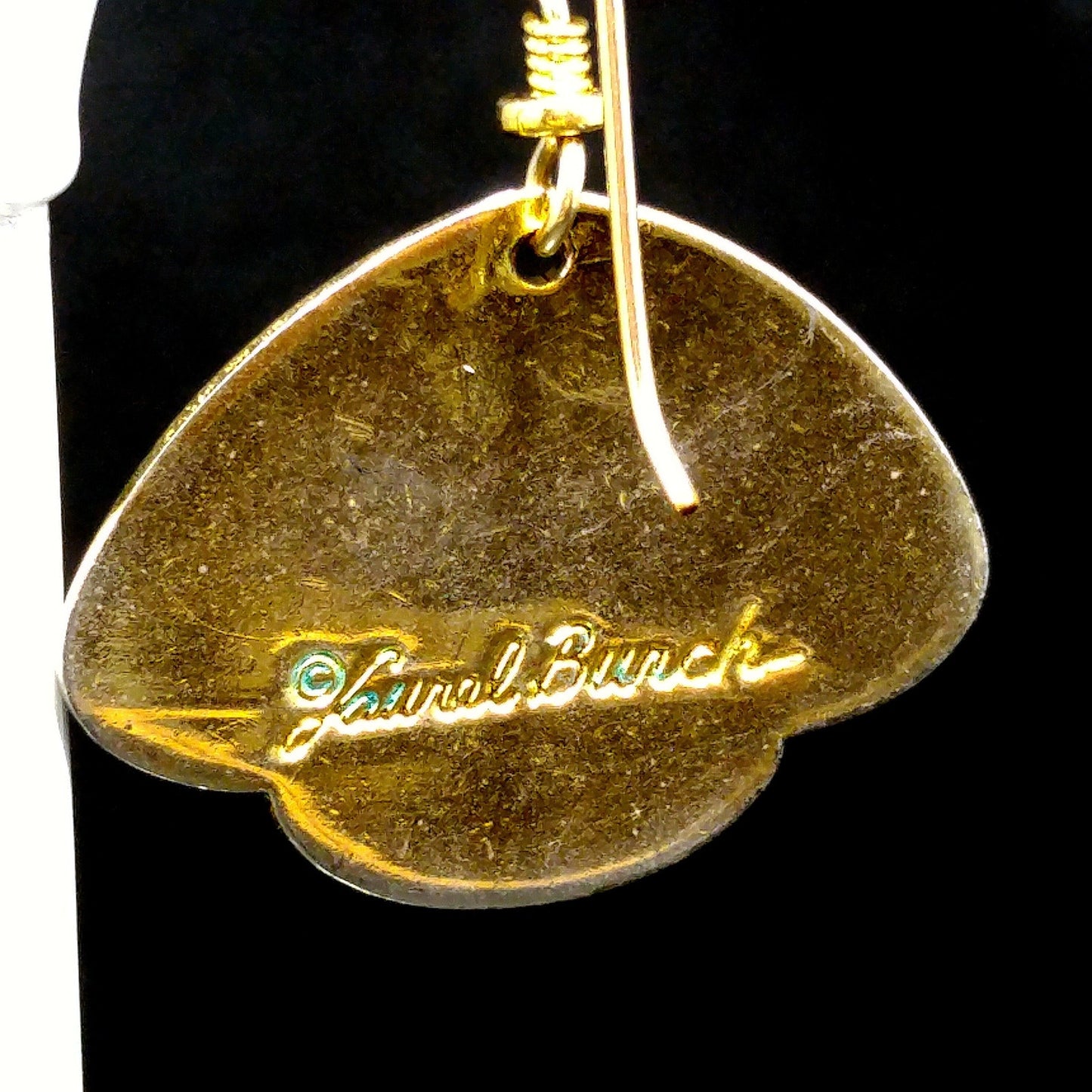 Vintage Laurel Burch Cream Scalloped Fan Earrings, Cream & Gray, Gold Plated
