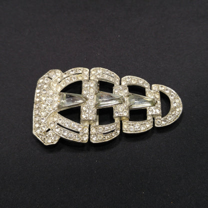 Vintage Clear Rhinestone Ladies Belt Buckle, Pot Metal, 1930s Vintage Accessories