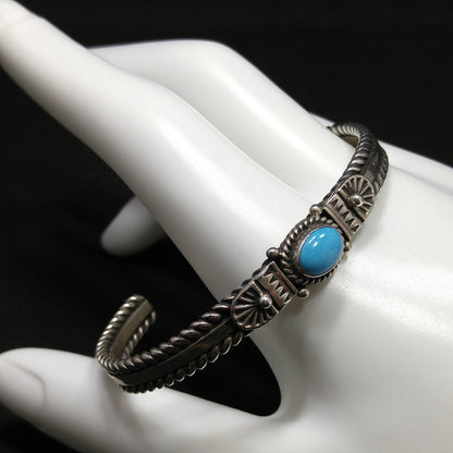 Silver Cuff Gemstone Bracelet, Stamped STERLING N, 1980s Vintage Jewelry