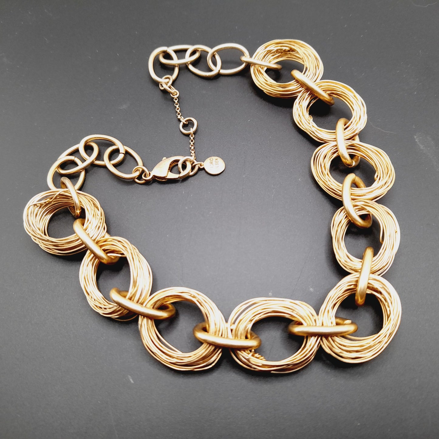 Vintage SIGRID OLSEN Wire Wrapped 19 Inch Wide Gold Tone Necklace