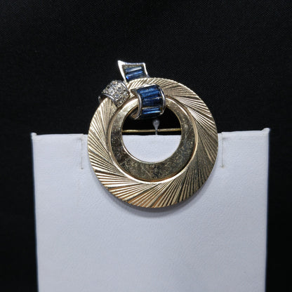 Boucher Blue & Clear Rhinestone Brooch, Number 5534, 1950s Vintage Jewelry