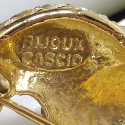 Bijoux Cascio Snail Small Brooch, Pave Clear Rhinestones, Green Eyes, 1970s Vintage Jewelry