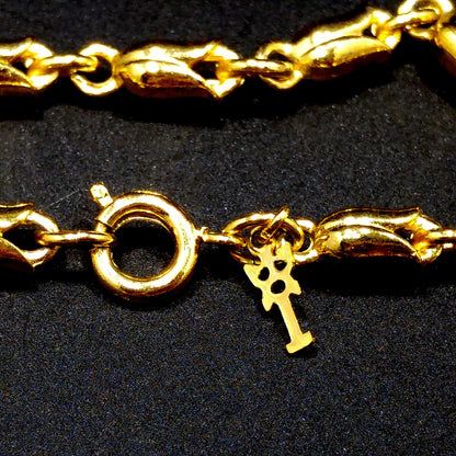 Crown Trifari Rose Bud Chain Necklace, Gold Plated, 1960s Vintage Jewelry
