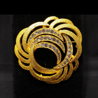 Eisenberg Ice Gold Plated Rhinestone Brooch, 1970s Vintage Jewelry